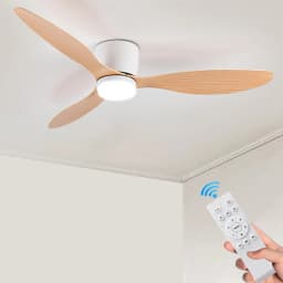 IRALAN Ceiling Fan With Light 6-speed choice Reversible DC motor 3CCT with remote control Whisper Easy Install black/White/Wood