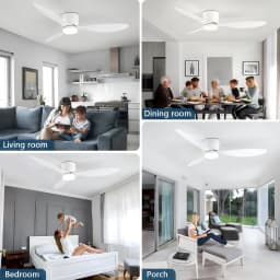IRALAN Ceiling Fan With Light 6-speed choice Reversible DC motor 3CCT with remote control Whisper Easy Install black/White/Wood
