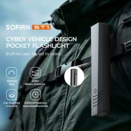 SOFIRN ST1 Pocket Flashlight with Clip 1500lm 226m USB C Rechargeable Lamp 2100mah IPX7 Waterproof Light for Camping&Fishing