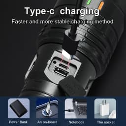 998000000LM Ultra Powerful LED Flashlight New 2000W Super Bright Torch Light Rechargeable Portable Lamp Outdoor Fishing Lantern