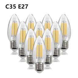 10PCS LED Bulb C35 E14 E12 E27 220V 110V Dimmable 2W 4W 6W Design Energy Saving Candle Warm White Filament Light 360 Degree Lamp