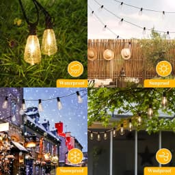 ST38 Globe Outdoor LED String Lights Plastic Shatterproof Bulbs Waterproof Patio Lights for Garden Outside Backyard Porch EU220V