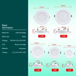 10pcs/lot LED Downlight White Body 5W 9W 12W 15W 18W Round Led Ceiling Light DC 12V 24V AC 110V 220V Bedroom Indoor Led Lighting