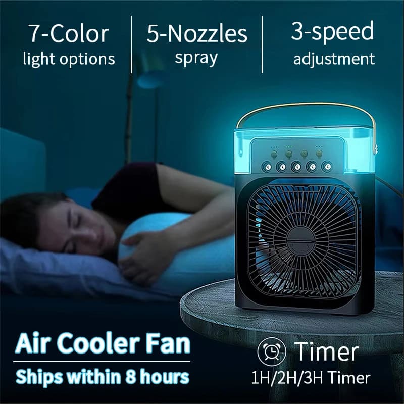 New 3 In 1 Fan AIr Conditioner Household Small Air Cooler LED Night Light Portable Humidifier Air Adjustment Fan Office Home Fan