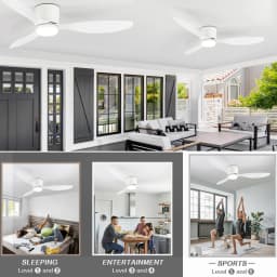 IRALAN Ceiling Fan With Light, 42 Inch/52 Inch Low Profile Ceiling Fan With Remote Control, For Indoor and Covered Outdoor