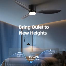 IRALAN Ceiling Fan With Light, 42 Inch/52 Inch Low Profile Ceiling Fan With Remote Control, For Indoor and Covered Outdoor
