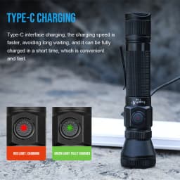 Trustfire T15R Army Tactical Flashlight 2350Lumen Powerful Type C USB Rechargeable 18650 LED Rechargeable Military Tactical Lamp