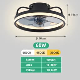 Modern Ceiling Fan (With Lighting) Silent LED Dimmable Ceiling Fan (With Remote Control) for Bedroom Study Dining Room,