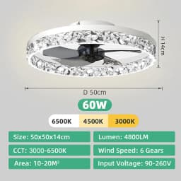 Modern Ceiling Fan (With Lighting) Silent LED Dimmable Ceiling Fan (With Remote Control) for Bedroom Study Dining Room,