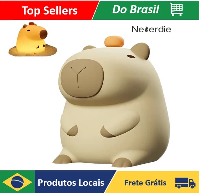 Luminaria Abajur Capivara Led com pilha Para Criança e Decorações - Neverdie Store