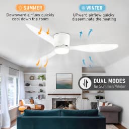 IRALAN Modern Ceiling Fan with LED Light DC motor Large Air Volume Remote Control for Kitchen Bedroom Dining room Patio