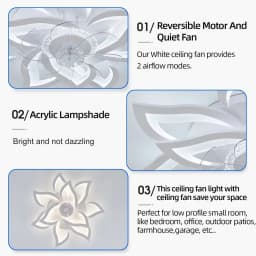 Ceiling Fan with Lights,Modern dimable Flower pattern, Remote Control/app Control, 6 Gear Speeds Fan Ceiling Lamp