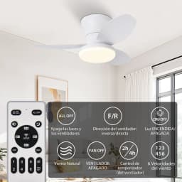 Ceiling Fan with 30W Led Light, Silent Dc Motor Ø80Cm, 6 Speeds with Remote Control, Winter-Summer Function, 3 Temperatures and Timer, Modern Fan Lamp for Bedroom and Living Room