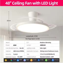 Modern Ultra-Thin Invisible Ceiling Fan LED Light Electric Fan 3 Folding Blades Pendant Light Kitchen Dining Room Office AC220V