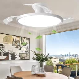 Modern Ultra-Thin Invisible Ceiling Fan LED Light Electric Fan 3 Folding Blades Pendant Light Kitchen Dining Room Office AC220V