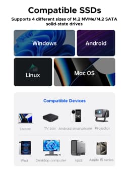 ORICO M.2 NVMe SATA SSD Enclosure Tool-Free USB External 10Gbps M.2 NVMe to USB Adapter Support UASP for PCIe NVMe and SATA SSD