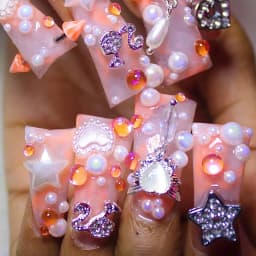 10pcs Nail Charms Hot Pink Doll Cartoon Design DIY Glitter 3D Nail Art Decorations Jewelry Crafts Rhinestone Accessories