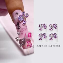 10pcs Nail Charms Hot Pink Doll Cartoon Design DIY Glitter 3D Nail Art Decorations Jewelry Crafts Rhinestone Accessories