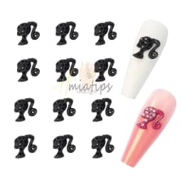 10pcs Nail Charms Hot Pink Doll Cartoon Design DIY Glitter 3D Nail Art Decorations Jewelry Crafts Rhinestone Accessories
