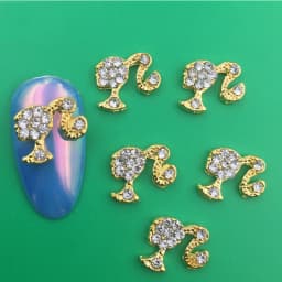 10pcs Nail Charms Hot Pink Doll Cartoon Design DIY Glitter 3D Nail Art Decorations Jewelry Crafts Rhinestone Accessories