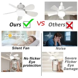 16 Inch 2-in-1 Ceiling Fan with Light Remote Control Fan Lights Dimmable E27 Socket Bedroom Living Room Kitchen Office Bathroom