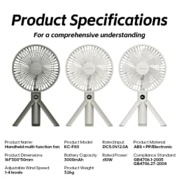 New Foldable Tripod Handheld Fan 3000mAh 4-Speed Rechargeable Fan LED Digital Display Portable Fan for Outdoor Travel Camping