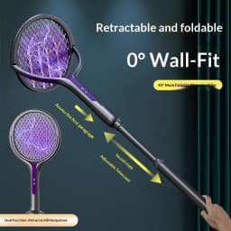 Rotating Head Bug Zapper Racket Rechargeable Electric Fly Swatter Fly Killer and Mosquito Trap Lamp for Indoor and Outdoor