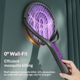 Rotating Head Bug Zapper Racket Rechargeable Electric Fly Swatter Fly Killer and Mosquito Trap Lamp for Indoor and Outdoor