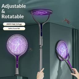 Rotating Head Bug Zapper Racket Rechargeable Electric Fly Swatter Fly Killer and Mosquito Trap Lamp for Indoor and Outdoor