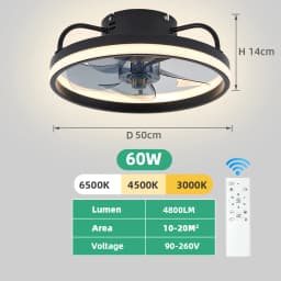 Simple LED Ceiling Fan Light Remote Control with Infinite Dimming 6 Levels of Wind Speed Living Room Bedroom Chandelier Fan
