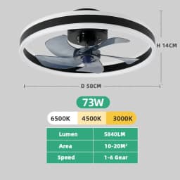 Simple LED Ceiling Fan Light Remote Control with Infinite Dimming 6 Levels of Wind Speed Living Room Bedroom Chandelier Fan
