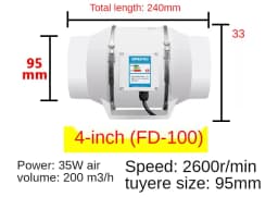 Exhaust Fan Home Mute Inline Duct Fan Bathroom Exhaust Fan Ventilation Equipment Kitchen Bathroom Wall Mounted Air Purifying Ve