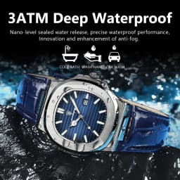 POEDAGAR Top Square Man Watch Date Waterproof Luminous Luxury Men Wristwatch High Quality Leather Men's Quartz Watches+Box Reloj