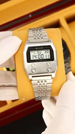 SKMEI 2460 Men's Sports Waterproof Digital Watch Stainless Steel Luxury Retro LED Alarm Clock Men's Electronic Watch Reloj Hombr