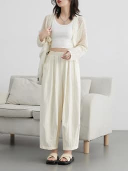 CHIC VEN Women White Pants Solid Casual Elastic Waist High Waisted Pleated Wide Leg Female Trousers Fold Summer 2025 Clothing
