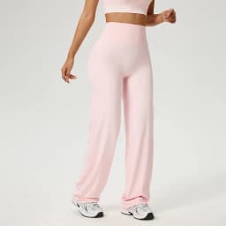 SOISOU Nylon High Waist Wide Straight-Leg Pants Ultra Soft Butter Fabric Women's High Elastic Yoga Pants Running Sport Trousers