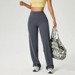 SOISOU Nylon High Waist Wide Straight-Leg Pants Ultra Soft Butter Fabric Women's High Elastic Yoga Pants Running Sport Trousers