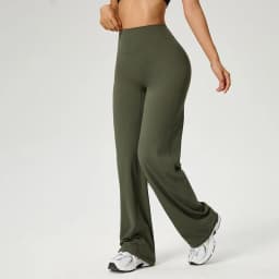 SOISOU Nylon High Waist Wide Straight-Leg Pants Ultra Soft Butter Fabric Women's High Elastic Yoga Pants Running Sport Trousers