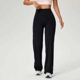 SOISOU Nylon High Waist Wide Straight-Leg Pants Ultra Soft Butter Fabric Women's High Elastic Yoga Pants Running Sport Trousers