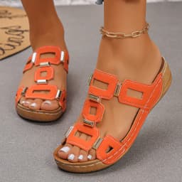 Large Size Roman Style Women's Sandals Open Toe Beach Slippers Summer Wedges Comfortable Outdoor Slip-On Shoes for Women
