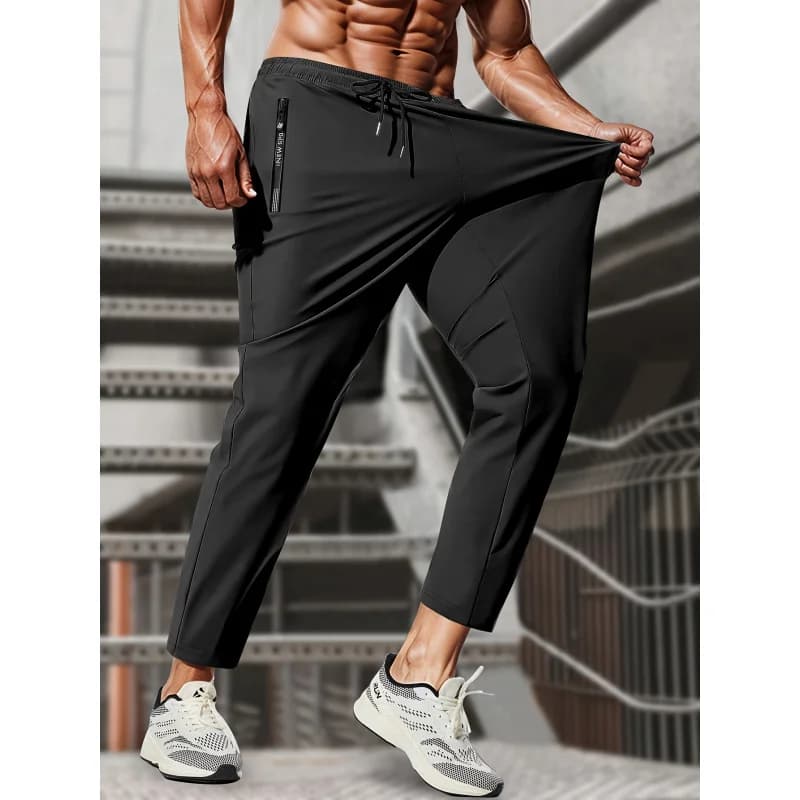 Sweatpants Man Fishing Men's High Stretch Ice Silk Jogging Pants With Zipper Pockets Breathable Elastic Sports Pants Mens Gift