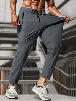 Sweatpants Man Fishing Men's High Stretch Ice Silk Jogging Pants With Zipper Pockets Breathable Elastic Sports Pants Mens Gift