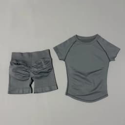 2 Piece Sports Set Women Gym Yoga Set Seamless Fitness Gym Clothes Sportswear Short Sleeve Top Sports Short Leggings Suit