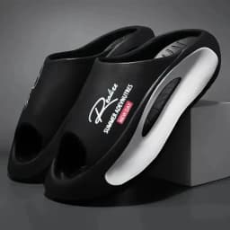 Lightweight EVA Men's Slide | Black and White cartoon Design, Exposed Toes, Comfortable All Year Round, Casual Indoor/Outdoor Us