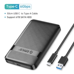 ORICO HDD Case 2.5 Inch SATA to USB3.0/Type-C HDD Enclosure 6Gbps Max USB-C External SATA HDD Enclosure Support Auto-Sleep