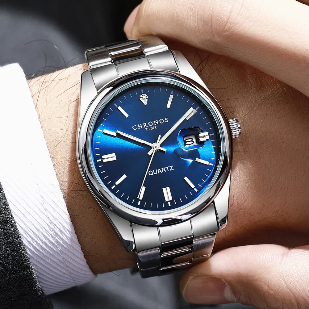 CHRONOS Top Brand Luxury Man Wristwatch Waterproof Luminous Date Men Watches Stainless Steel Quartz Men's Watch Male reloj