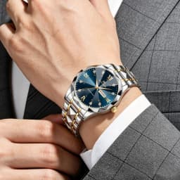 VA VA VOOM Luxury Rhinestone Watch Men Fashion Business 41mm Case Luminous Stainless Steel 3Bar Waterproof Quartz Watch for Men