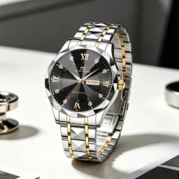 VA VA VOOM Luxury Rhinestone Watch Men Fashion Business 41mm Case Luminous Stainless Steel 3Bar Waterproof Quartz Watch for Men