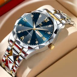 VA VA VOOM Luxury Rhinestone Watch Men Fashion Business 41mm Case Luminous Stainless Steel 3Bar Waterproof Quartz Watch for Men