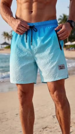 Men's Seersucker Beach Shorts with Mesh Liner Summer Casual Board Shorts with Zipper Pockets Quick Dry Swim Shorts Swim Trunks